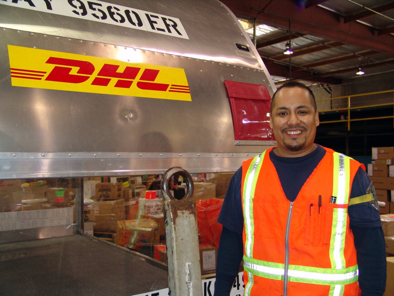 Javier Castaneda.  Local 986 members with DHL at the LAX airport - Los Angeles